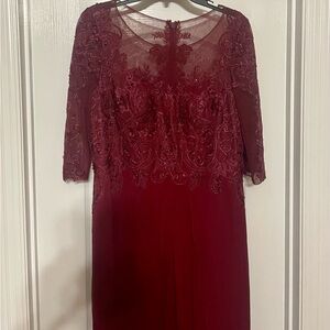 Maroon evening gown, size 12, custom made but never worn